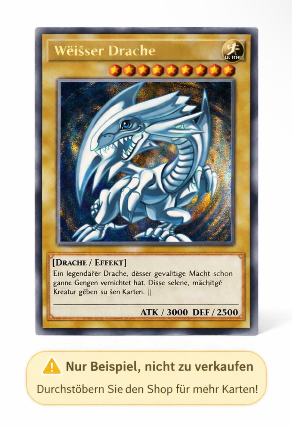 Trading Card Game Sammelkarte – Weißer Drache, Selten